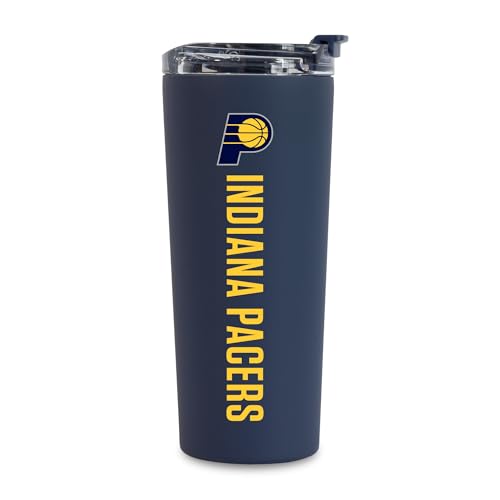 Image of Rico Industries NBA Basketball Indiana Pacers Navy 24oz Stainless Steel Tumbler with Lid and Dual Functioning Lid