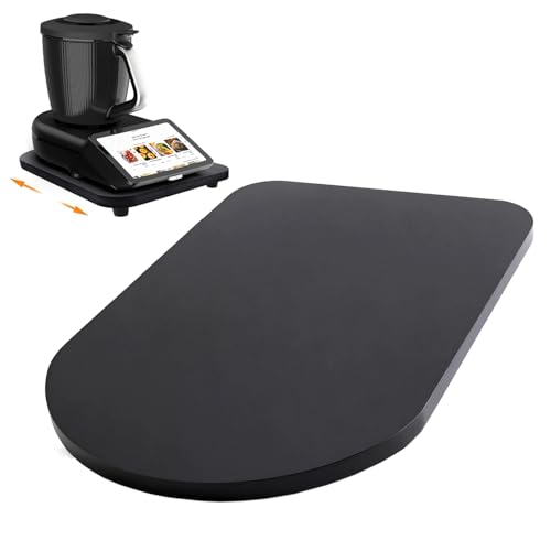 Tabla Deslizante para Thermomix TM7, Base para Thermomix con Ruedas, Movimiento Rápido Y Soporte Seguro, Bandeja de Bambú Accesorios para Thermomix TM 7, Negro