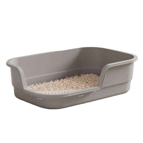 Arenero para gatos mediano gris plástico y acero miniatura 2