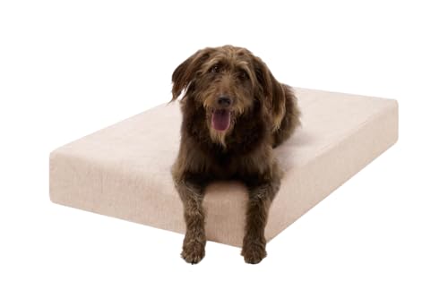 Image of Barker Beds Large Orthopedic Dog Bed - 7 inch Memory Foam Mattress - 50-70 lbs - Joint Pain & Arthritis Support - Washable Cover - 48 inchx30 inchx7 inch - Driftwood Linen