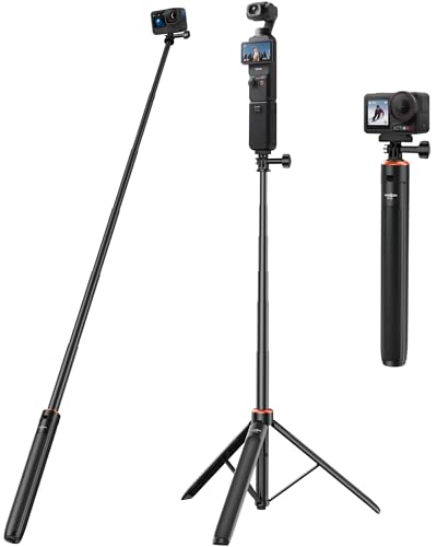 53/135cm Selfie Stick Tripod Portable Travel Stand for DJI Osmo Pocket 4/3 Insta360 Luna Ultra GoPro Hero 13/12/11/10/9/Max2 DJI Osmo Action 6/5 Pro/4 Extendable Handle Grip/Vlogging Accessories