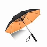 47inch Umbrella with Fan, 2600mAH USB Rechargeable, Portable UPF 50+ Sun and Rain Golf Umbrellas Personal Cooling Fan for Travel, Hot Day, Summer, Outdoor (yellow)