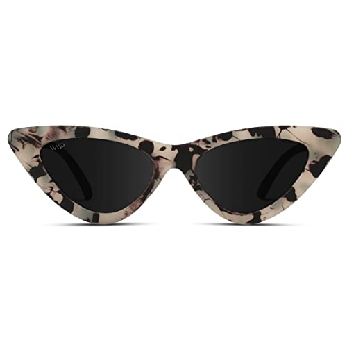 WearMe Pro - Retro Vintage Tinted Lens Cat Eye Sunglasses (Cream Tortoise Frame/Black Lens, 51)2