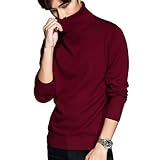[Meritailor] セーター メンズ ハイネック ニット タートルネック 長袖 ビジネスセーター クルーネック 綿100 無地 厚手 リブ編み 防寒 春秋冬 大きいサイズ (JP, アルファベット, M, レッド)