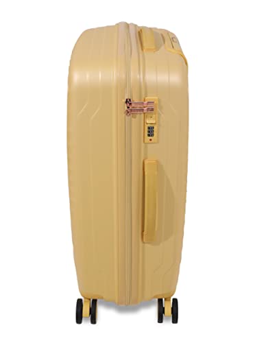 Image of ROMEING Sicily 20 inch, Polypropylene Luggage, Hard Sided, (Yellow 55 cms) Small Cabin Trolley Bag | 8 Spinner Smooth Wheels | TSA Lock | Unbreakable | Men & Women & Kids