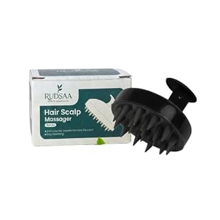 RUDSAA Manual Scalp Head Massager Shampoo Brush - Eco-Friendly With Soft Silicon Bristles, Hair Scalp Scrubber, Exfoliator | Dandruff Removal, Prevents Hair Loss (Black)