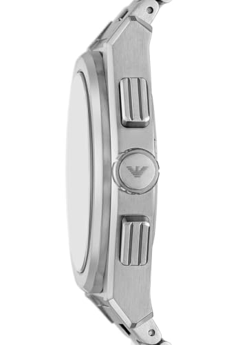 Image of Emporio Armani Watch for Men, Quartz 2 sub dial Chronograph Movement and 43mm Case Size with Stainless Steel Strap, Forest Green, 43MM, Bracelet