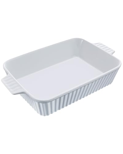 VEVOR Fuente de cerámica para hornear, sartén grande de 9 x 13 pulgadas, utensilios rectangulares para hornear con asas dobles, seguro para horno, sartén para lasaña, cacerola profunda para hornear y