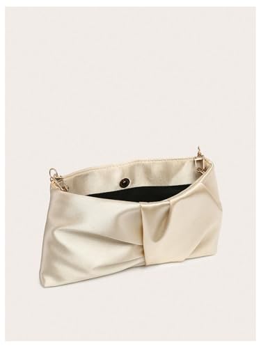 Image of QWINEE Women's Satin Purse Ruched Evening Clutch Handbags Formal Party Handbag Wedding Bags Champagne One-Size