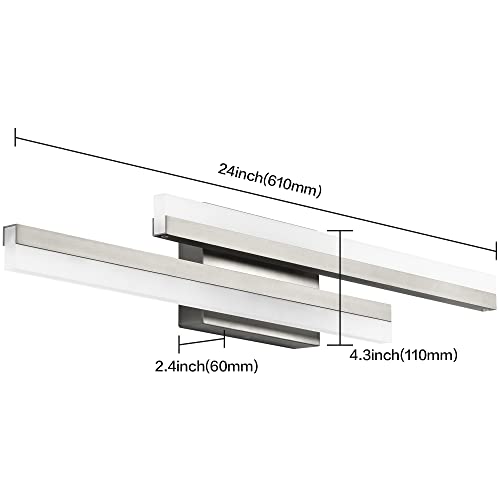 Image of PRESDE 24 Inch LED Vanity Light Brushed Nickel Bathroom Light Fixtures Over Mirror Modern Bath Wall Lighting Bar 3CCT
