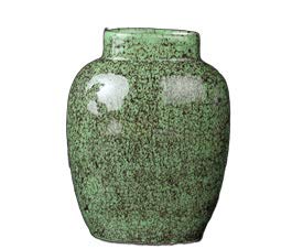 Caffeine Ceramic Handmade Green Oval Shape Flower Vase( Set of 1)