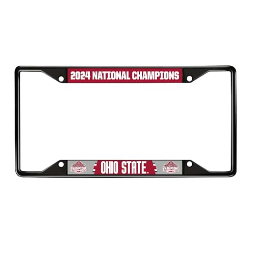 2024-25 College Football Champions Ohio State Black Metal License Plate Frame - 6.25x12.25
