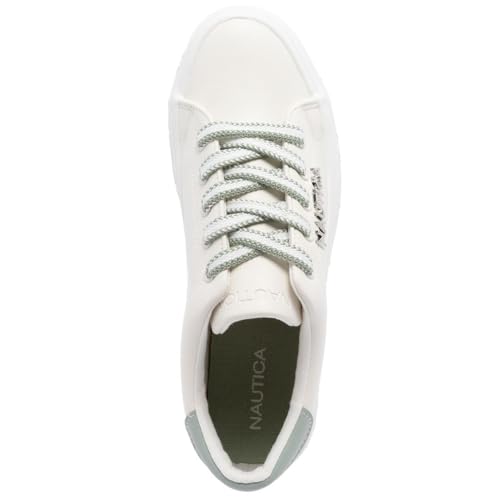Image of Nautica Women's Fashion Sneaker, Classic Low-Top Lace-Up Casual Shoe with Metal Side Logo and Soft Cushioned Comfort for Everyday Wear