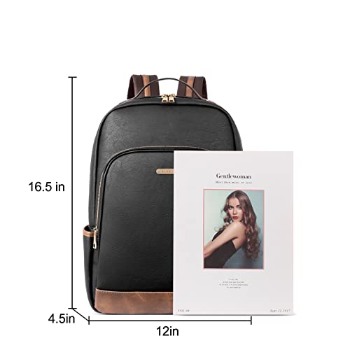 Image of CLUCI Leather Backpack for Women 15.6 inch Laptop Backpack Purse Computer Backpack for Travel Airplane Casual Daypack Beige with Brown