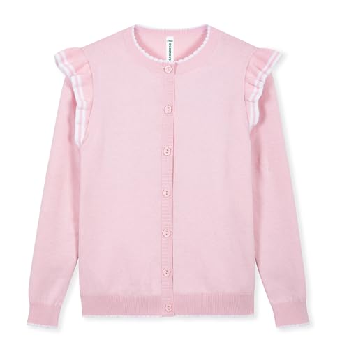 Image of BOBOYOYO Girls Cute Cardigan Cotton Girls Button Up Sweater Knit Jacket | Long Sleeve Crew Neck Kawaii Clothes for Casual School Wear