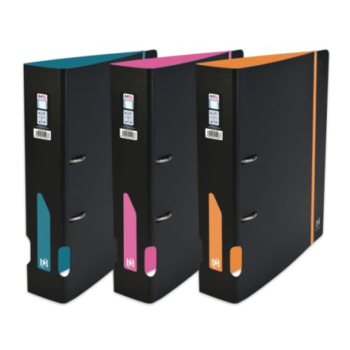Lot de 6 Classeur à levier For Students A4XL, 2 ann. h.70, dos 70mm, en polypro coloris noir
