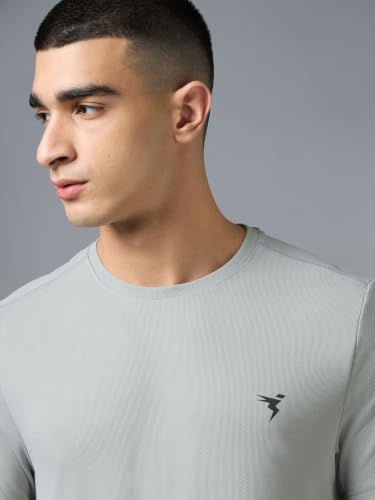 Image of TECHNOSPORT Men's Slim Fit Polyester Activewear Sports T-Shirt with Moisture-Wicking Comfort for Workout, Running & Gym
