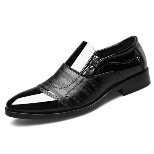 Men's Zipper Dress Shoes Patent Leather Loafers Classic Moccasins Oxford Formal Business Tuxedo Shoes