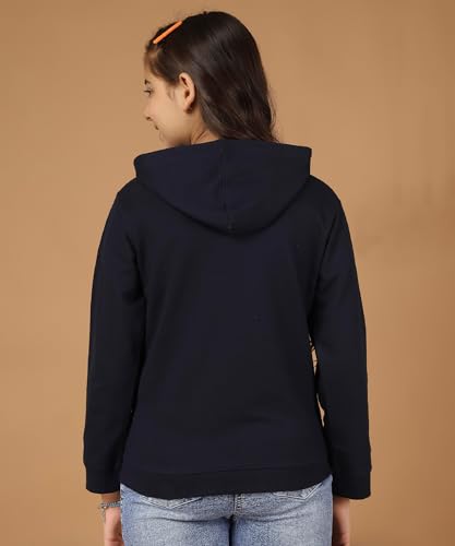 Image of KYDA KIDS Girls Cotton Hooded Sweatshirt | Regular Fit Full Sleeves Winter Wear Hoodies