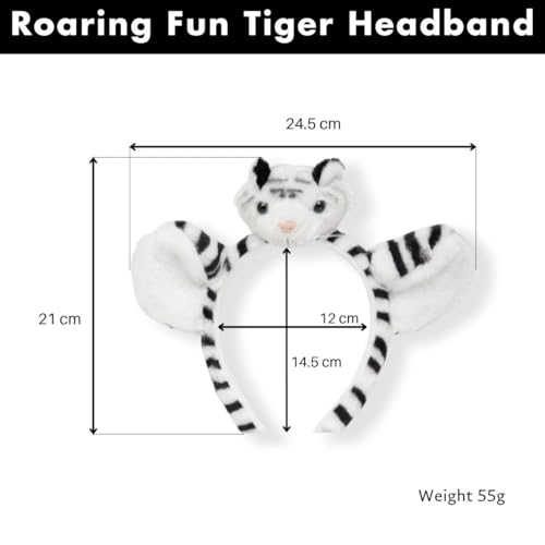 Image of Radhu & Kabby Hairband for Kids | Headband for Girl with Tiger Ears | White Animal Figure Hairband | Fun Dress-Up Accessory for Girls and Boys | Soft and Comfortable | One Piece