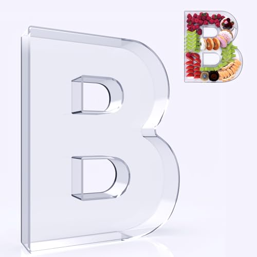 RUFHVTY 11 Acrylic Letter Charcuterie Box Reusable Fillable Alphabet Number Shaped Form Tray for Birthday Anniversaries Party Decorative Serving Plates Display Candy Cake (B)