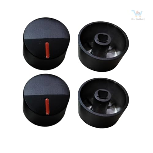 Image of Gas Stove Metal Knobs Set | Plastic Gas Stove Knob Set | Manual Ignition Buttons, Compatible with All Gas Chulhas | Black, Set of 4