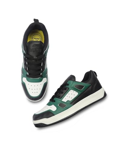 Image of ZAYDN ASH Sneaker Shoes for Men | Soft Cushioned Insole & Lightweight | Stylish Lace-Up Shoes with Causal Outfits | Trendy Sneakers | Shoes for Man | Low Top Sneaker Shoes Black Green