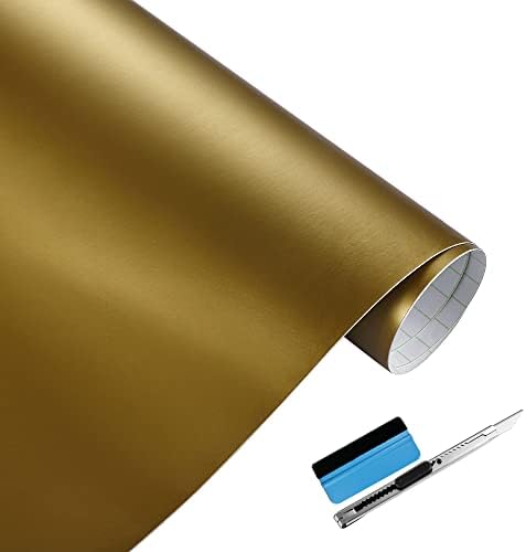 LZLRUN Gold Car Matte Vinyl Wrap Adhesive Film Decal Sheet 1ft x 5ft