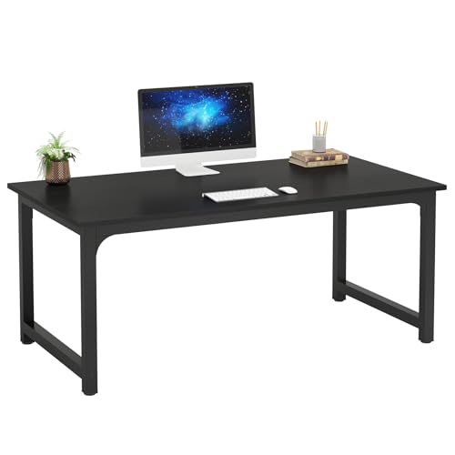 Image of Tribesigns Modern Computer Desk, 63 x 31.5 inch Large Office Desk Computer Table Study Writing Desk Workstation for Home Office, Black