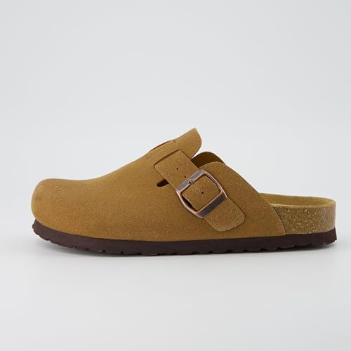 Image of CUSHIONAIRE Hana Womens Clogs | Comfortable Vegan Suede Clogs for Women | Slip On Potato Shoes with Cork Footbed & Arch Support | Memory Foam, Wide Widths Available