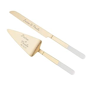 Kate Spade Bridal With Love Gold Personalized Cake Wedding Cake Cutting Set, Custom Engraved Wedding Cake Knife and Server Set, Accessories and Gifts for Bride and Groom