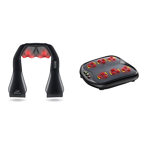 Snailax Massagegerät mit Wärmefunktion & Shiatsu Fussmassagegerät mit Wärmefunktion,18 Flexible Kneading Massageköpfen, Fußwärmer, elektrisches Fußmassagegerät zur Entspannung, Geschenke