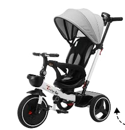 UBRAVOO 6-in-1-Baby-Fahrradlenker, Kinderwagen, Lernfahrrad, abnehmbare Schutzschiene, verstellbares Vordach, Sicherheitsgurt, Klapppedal, Aufbewahrungskorb, Bremse, stoßdämpfendes Design