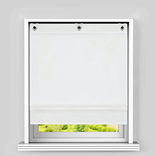 Heichkell Estor con ojales, opaco, ganchos, para salón, de un solo color, lino, plisado, oscurecimiento blanco, 60 x 140 cm Cover