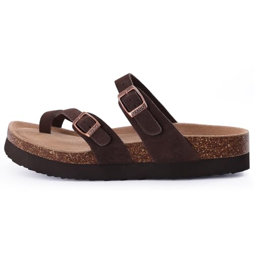 Women's Suede Platform Sandals Cork Footbed Adjustable Comfortable Support Summer Slides3