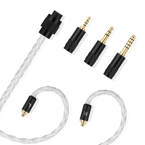 SE425 Cable MMCX Audio Cord Compatible with UE900, Shure SE215 SE315 SE846 SE535 KSE1500, JVC HA-FX1100 HA-FX1000 HA-FX850 Eerphones-Added 2.5/3.5/4.4mm Detachable Adapters