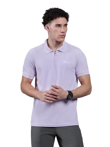 Image of TECHNOSPORT Men's Solid Polo T-Shirt MATPIQ Quick Dry Slim Fit Sports Tee for Gym Casual Smart Wear UPF50+ Anti Odour