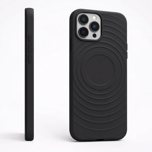 Image of amazon basics Shockproof Case for iPhone 13 Pro | Ripple Pattern | Camera Protection | Protective Cover with Enhanced Grip & Wireless Charging Support - Black