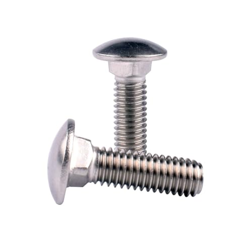 Image of 5 /16-18 x 1-3 /4 inch Carriage Bolts Screws, 18-8 Stainless Steel 304, Round Head, Square Neck, UNC Fully Machine Coarse Threaded,10Pcs