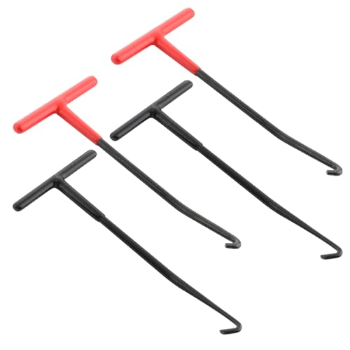 Exhaust Spring Puller Tool, 4 Pack Thick Exhaust Spring Puller Tool Motorcycle Exhaust Spring Hooks T Handle Spring Removal Tools with Rubber Coating, Snowmobile Accessories for Motorcycle Dirt Bike