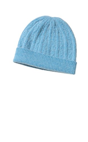 Modassori Damen Strick-Mütze Umschlagmütze Hellblau Angora Wolle Kashmir, Einheitsgröße mittelgroß, 23 cm breit Kollektion Herbst-Winter 2022-2023 Cover