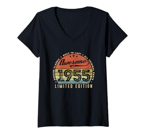 Mujer Vintage Limited Edition 1955 - Clásico nacido en 1955 cumpleaños Camiseta Cuello V