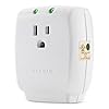 Belkin 1-Outlet Home Series SurgeCube - Grounded Outlet Portable Wall Tap Adapter with Ground & Protected Light Indicators for Office, Charging Brick - White, ABS, 885 Joules