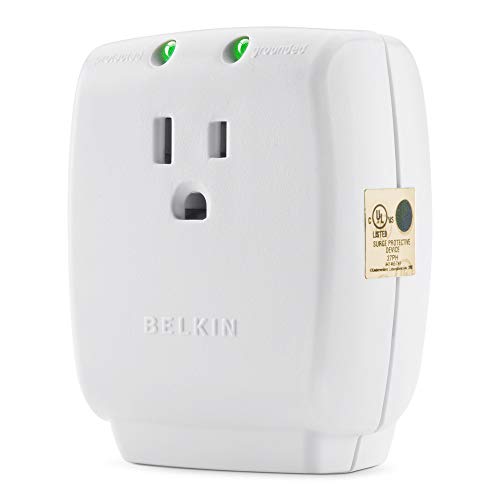 Belkin 1-Outlet Home Series Surgecube - Grounded Outlet Portable Wall Tap Adapter With Ground & Protected Light Indicators For Home, Office, Travel, Computer Desktop & Charging Brick-White, 885 Joules #TOP1