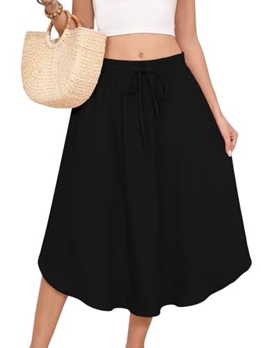 DB MOON Womens 2025 Midi Length Skirt Business Casual Flowy Curved Hem Skirts with Pockets Teacher Outfits4