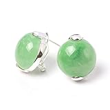  Sweet & Happy Girl\'s Store 18mm M¨¹nze gef?rbt gr¨¹n Jade Beads Silber Hebel Zur¨¹ck Band-Bolzen-Ohrring-
