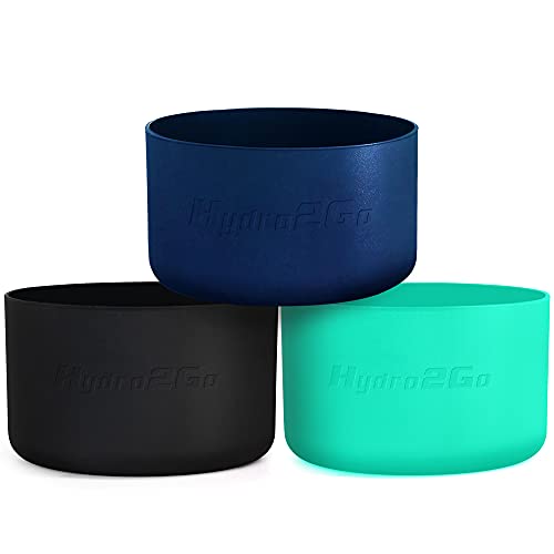 Protective Silicone Boot for Hydro Flask 12-40 oz Water Bottles, Accessories Bottle Boot for Hydroflask, Resistant to Dents, Scrathes, Collision (3PC Green+Black+Navy, 32-40 oz)