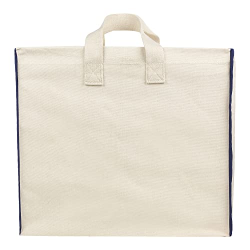 Image of DOUBLE R BAGS Multipurpose Clothes & Grocery Storage Organizer with Reinforced Cotton Handles, Zip Cover & 1 Compartment - Heavy Duty Canvas Bags (Navy, 43x27.9x43 cm, Pack of 2)