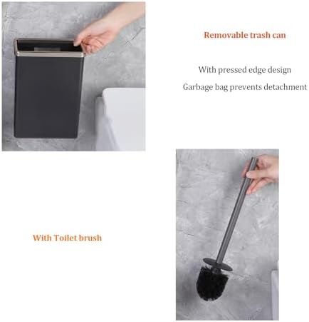 Stainless Steel Hidden Trash Can Cabinet with LED Light, Recessed Toilet Paper Holder & Brush, Space-Saving Storage for Bathroom, Elegant Design for Restroom Organization