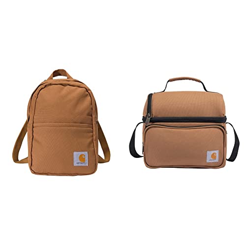 Carhartt Mini Backpack, Everyday Essentials Daypack for Men and Women, Brown & Carhartt Deluxe Dual Compartment Insulated Lunch Cooler Bag, Carhartt Brown